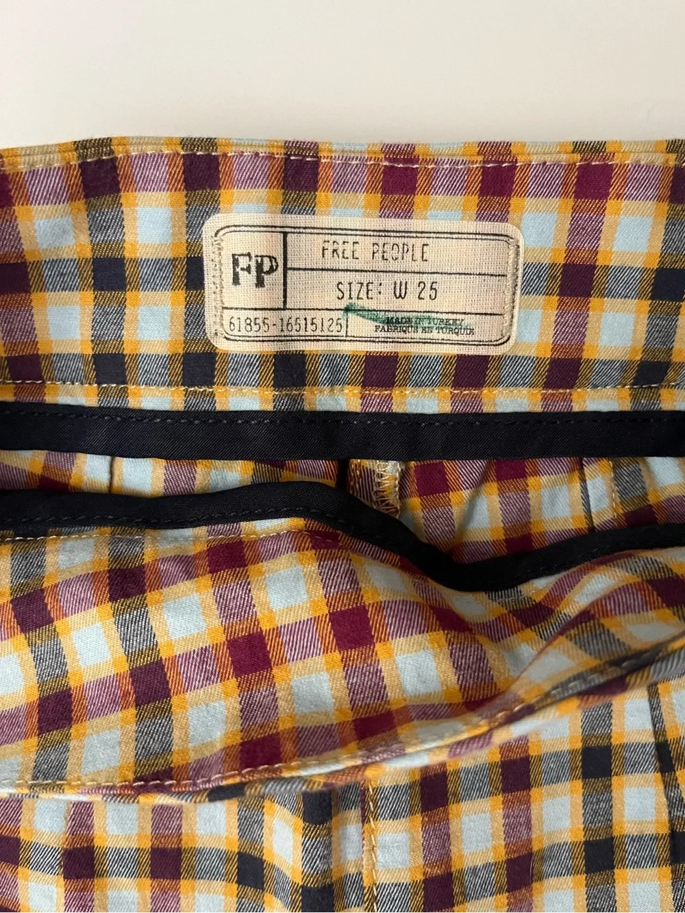 Free People | High-Waist Gingham Printed Skinny Pants